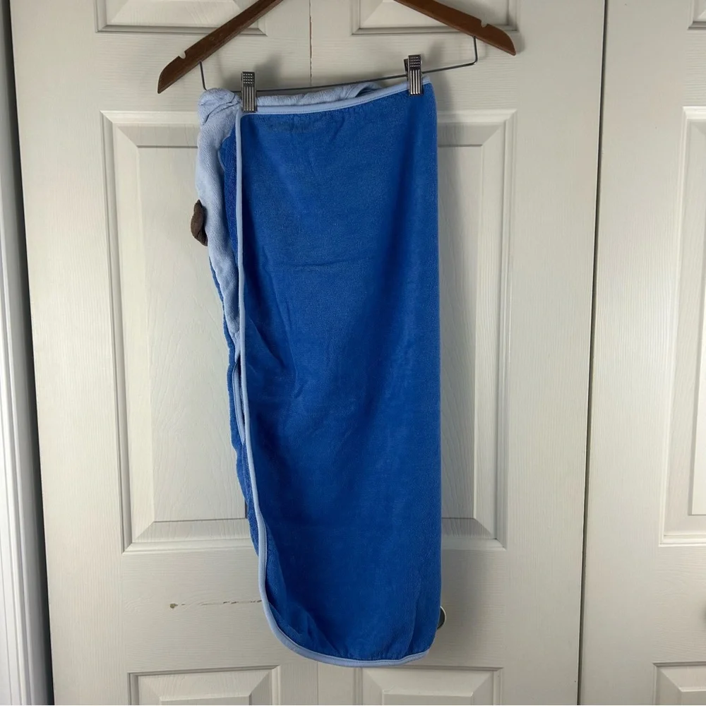 Carter's Blue Puppy Dog Hooded Baby Towel Terry Cloth White Brown